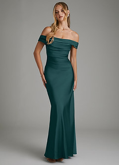 Azazie Hayden Bridesmaid Dresses Pine Mermaid Corset Stretch Satin Dress image5