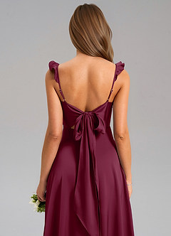 Azazie Everett Bridesmaid Dresses Mulberry A-Line Stretch Satin Dress image7