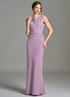 Azazie Kieryn Bridesmaid Dresses Wisteria Mermaid Pleated Chiffon Dress image4