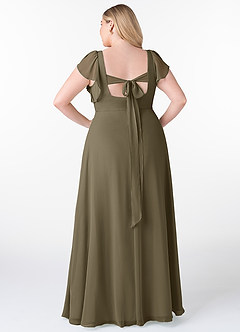 Azazie Syenna Brautjungfernkleider A-Linie Gestreift Chiffon Kleid Weidengrün image7