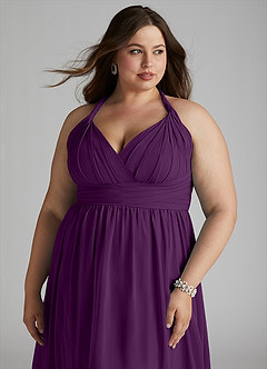 Azazie Ashia Bridesmaid Dresses Grape A-Line Pleated Chiffon Dress image10