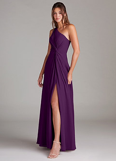 Azazie Brooke Jurken voor bruidsmeisjes Jurk van Chiffon met A-Lijn One-Shoulder Druif image5