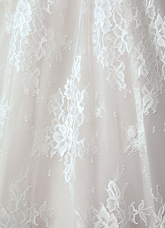 Azazie Justice Wedding Dresses Diamond White Ball-Gown Off the Shoulder Lace Dress image5