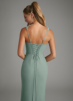 Azazie Asa Bridesmaid Dresses Silver Sage Sheath Corset Chiffon Dress image7