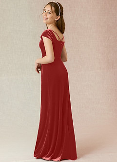Azazie Gabi Junior Terracotta A-Line Velvet Dress image2