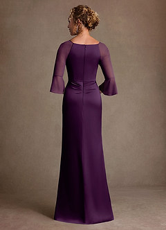 Azazie Nampa Mother of the Bride Dresses Grape Sheath Pleated Mesh Dress image3