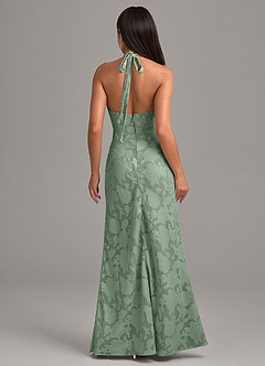 Azazie Ailany Robes de demoiselle d'honneur Robe Trapèze en Blumen-Burnout Plissée Matcha image3