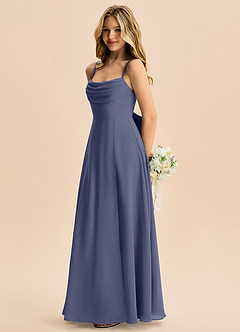 Azazie Bear Junior Jurk van Chiffon met A-Lijn Geplooid Stormachtig image5