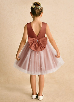 Azazie Esme Flower Girl Dresses Auburn Ball-Gown Bow Tulle Dress image8