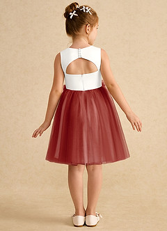 Azazie Louisa Flower Girl Dresses Ivory Terracotta A-Line Sleeveless Tulle Dress image2