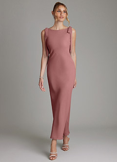 Azazie Luddie Robes de demoiselle d'honneur Robe Sirène en Mousseline de soie Arc Rose Du Désert image4