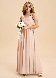 Azazie Lianne Junior English Rose A-Line Off the Shoulder Chiffon Dress image1