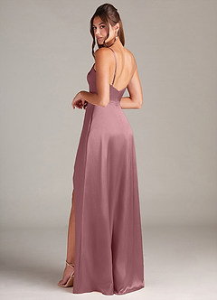 Azazie Sarella Brautjungfernkleider A-Linie mit Taschen Metallischer Satin Kleid Vintage Mauve image4