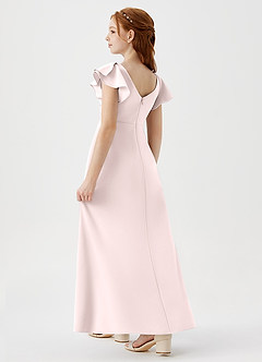 Azazie Omari Junior Blushing Pink A-Line Pleated Stretch Crepe Dress image6