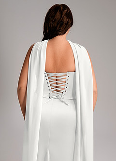 Azazie Sorrel Abiti da Damigella Abito Convertibile Sirena in Raso Elasticizzato Senza Cinturino Bianco image11