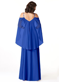 Azazie Cienna Vestidos de damas de honor Vestido de Azul Real de Gasa de Corte en A con Vestidos sin tirantes image2