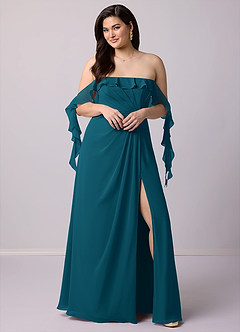 Barbie ♥ Azazie Bridesmaid Dresses Ink Blue A-Line Off the Shoulder Chiffon Convertible Dress image10