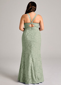 Azazie Mero Brudtärnklänningar Klä av Tubklänning i Blommig Utbrändhet Plisserad Agave image8