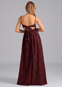 Azazie Zeya Bridesmaid Dresses Cabernet A-Line Bow Floral Burnout Dress image6