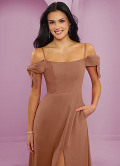 Barbie ♥ Azazie Bridesmaid Dresses Bronzer A-Line Off the Shoulder Chiffon Convertible Dress image3