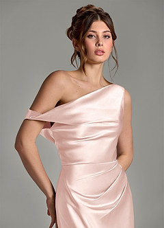 Azazie Emerson 신부 들러리 드레스 인어 오프 더 숄더 메탈릭 새틴 바닥 길이 드레스 image7