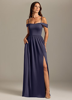 Azazie Calianna Bridesmaid Dresses Stormy A-Line Off the Shoulder Stretch Satin Convertible Dress image5