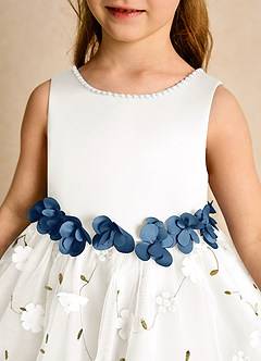 Azazie Starri Flower Girl Dresses Ivory Twilight Ball-Gown Beaded Matte Satin Dress image8