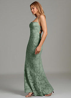Azazie Ola Bridesmaid Dresses Matcha Mermaid Corset Floral Burnout Dress image5