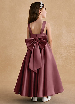 Azazie Honey Bear Blumenmädchenkleider A-Linie Plissee Matte Satin Kleid Wüstenrose image1