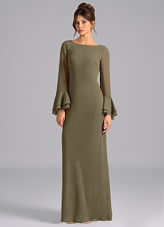 Azazie Leone Abiti da Damigella Abito Sirena in Chiffon Corsetto Willow Green image5