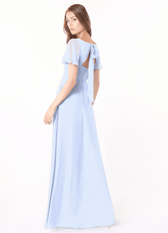 Azazie Kimber Bridesmaid Dresses Ice A-Line Flounce Sleeve Chiffon Dress image4