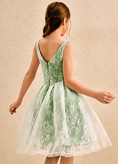 Azazie Cubbie Girls Formal Blumenmädchenkleider A-Linie Spitze Kleid Basilikum image2