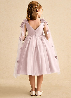 Azazie Staria Robe Demoiselle D'honneur Fillette Robe Princesse en Tulle Drapé Rose Pâle image2