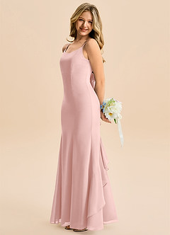 Azazie Lioren Junior Powder Pink Mermaid Bow Chiffon Dress image2