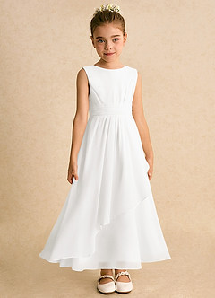 Azazie Edelweiss Flower Girl Dresses Ivory A-Line Pleated Chiffon Dress image4