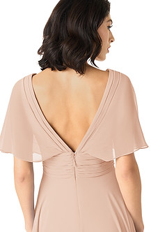 Azazie Pamela Bridesmaid Dresses English Rose A-Line V-Neck Pleated Chiffon Dress image5