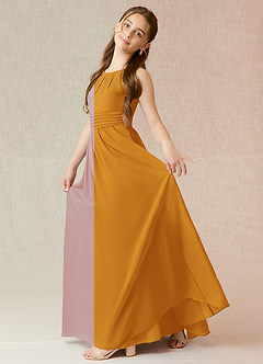 Azazie Bibiane Junior Butterscotch A-Line Pleated Chiffon Dress image6