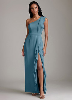 Azazie Venita Suknie dla druhen Osłona Marszczony Szyfon Do ziemi Sukienka image1