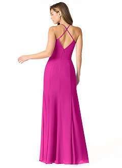 Azazie Carolina Bridesmaid Dresses Fuchsia Mermaid Ruched Chiffon Dress image3