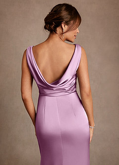 Azazie Mazhe 신부의 어머니 드레스 A라인 주름진 스트레치 새틴 티 길이 드레스 image6