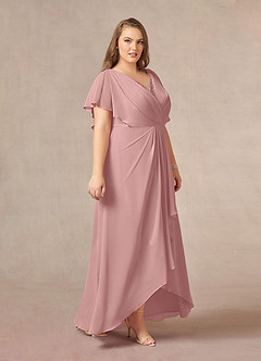 Azazie Eliza Mother of the Bride Dresses Dusty Rose A-Line V-Neck Pleated Chiffon Dress image9