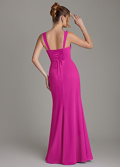 Azazie Agustina Bridesmaid Dresses Fuchsia Mermaid Corset Chiffon Dress image7