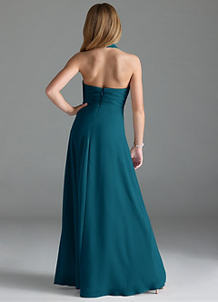 Azazie Tessie Junior Ink Blue A-Line Pleated Chiffon Dress image2