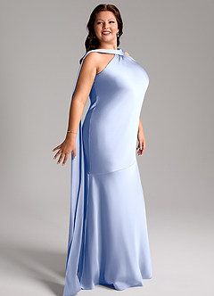 Azazie Kinsley Bridesmaid Dresses Ice Mermaid Side Slit Stretch Satin Dress image12