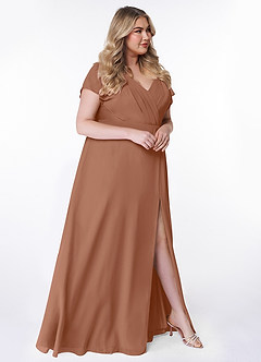 Azazie Rylee Bridesmaid Dresses Bronzer A-Line Pleated Chiffon Dress image9