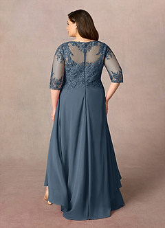 Azazie Monza Kleider für die Brautmutter A-Linie Spitze Chiffon Kleid Neptunblau image9