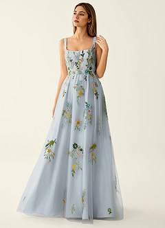 Saofire Blush Pink Multi Colorful embroidered flowers Prom Dress image4