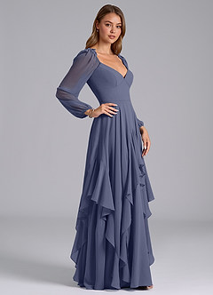 Azazie Karan Bridesmaid Dresses Stormy A-Line Long Sleeve Chiffon Dress image5