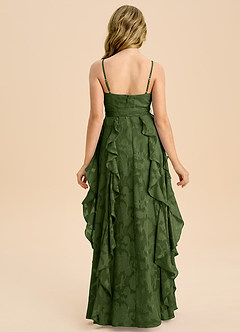 Azazie Peyton Junior Vestido de Oliva de Devorado Floral de Corte en A con Plisado image7