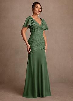 Azazie Jolene Mother of the Bride Dresses Eucalyptus Mermaid Pleated Floral Burnout Dress image3